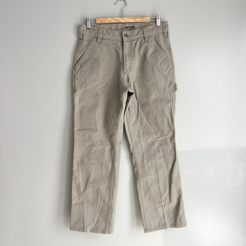 Carhartt Mens Relaxed Fit Canvas Carpenter Pants Tan Barn Chore Workwear 32x30 - Picture 7 of 12